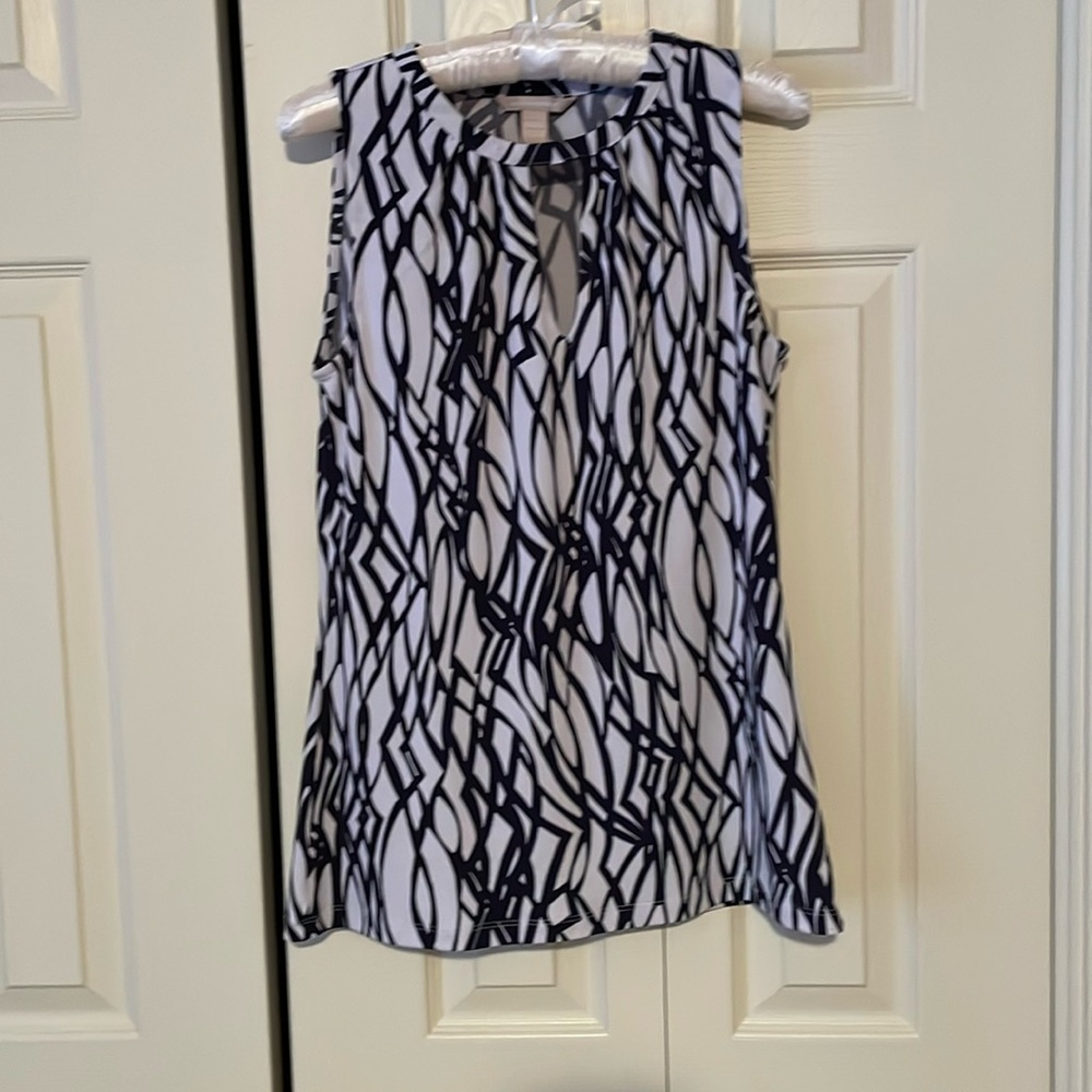 No sleeve blouse, Banana Republic, size small, black and grey pattern